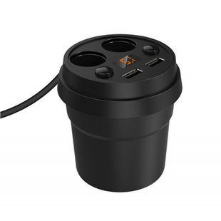 Розгалужувач прикурювача 12/24 V (на 2 виходи + USB) KONNWEI CS214U фото