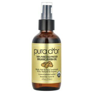 Масло жожоба Pura D'or, 100% Pure Cold Pressed Organic Jojoba Oil, 4 fl oz (118 ml) ШБ2111 фото