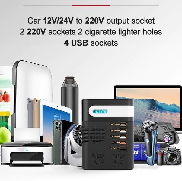 Автомобіль інвертор, мережевий фільтр ASOMETECH 12 V 220 V 200 W ASOMETECH фото