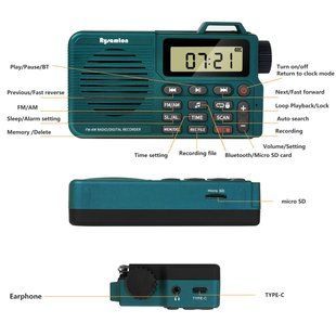 Портативне AM/FM-радіо, кишенькове радіо з Bluetooth, підтримка карти Micro SD ШБ2085 фото