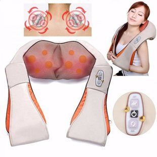 Роликовий масажер для тіла Massager of neck kneading, Масажер-пояс шіацу для спини, шиї та плечей із підігрівом 343435 фото